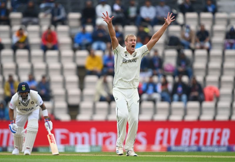 Kyle Jamieson traps Virat Kohli lbw. Pic: Getty Images