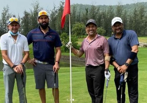 Former Indian cricketers Ajit Agarkar, Yuvraj Singh and Sachin Tendulkar reunited over gol