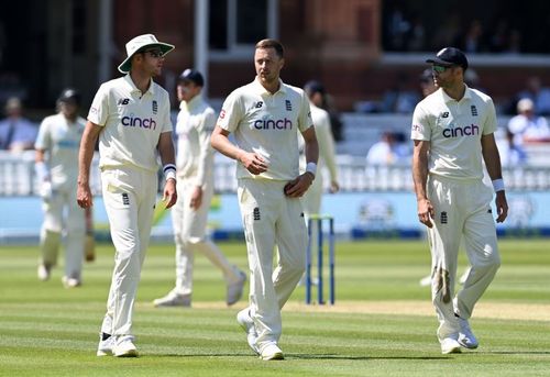 Ollie Robinson (centre) was part of a four-pronged pace attack at Lord's