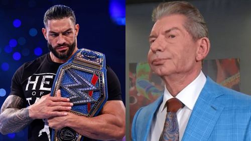 Roman Reigns (left); Vince McMahon (right)