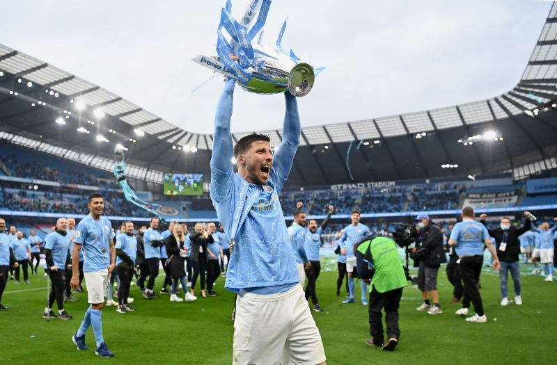 Manchester City&#039;s Ruben Dias after winning the Premier League