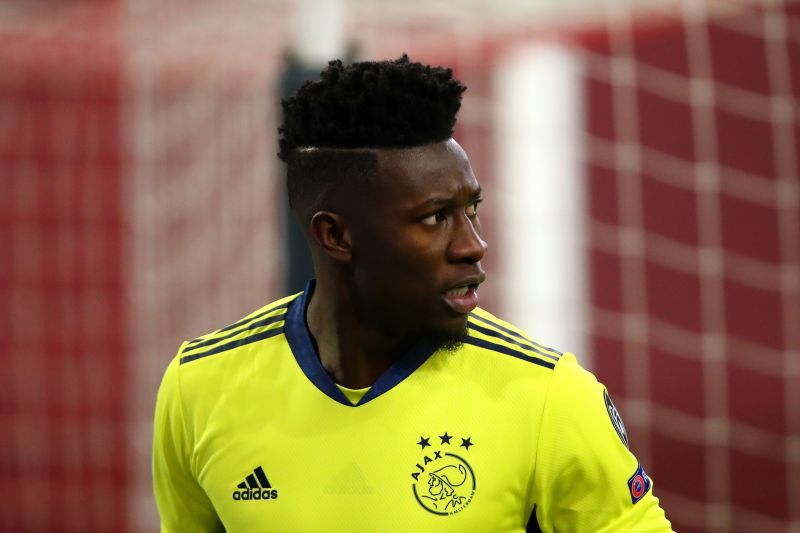 Andre Onana playing for Ajax in the UEFA Champions League