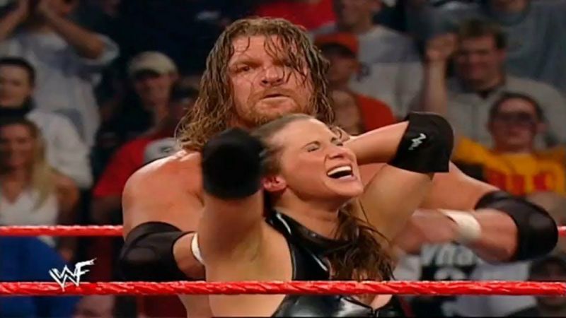 Triple H pinned his wife to retain his WWE Undisputed Championship in 2002