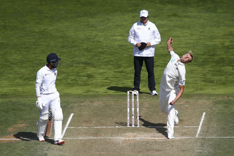 Kyle Jamieson in action during the 2020 Test series against India