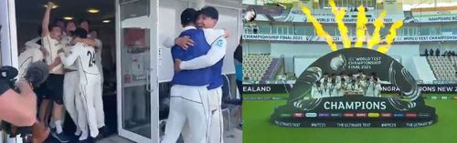 New Zealand players celebrating winning the WTC final.