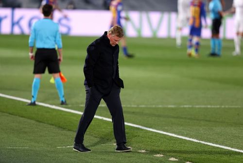 Barcelona manager Ronald Koeman looks on during one of Barcelona's 2020-21 La Liga matches