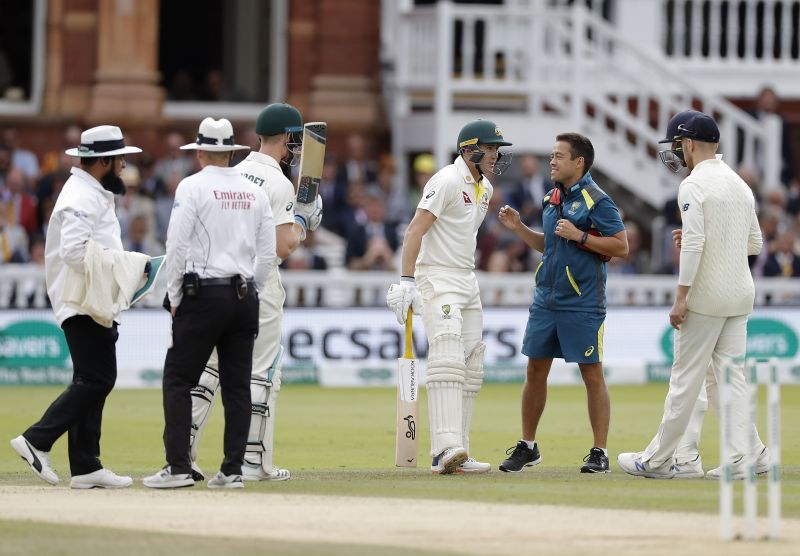 Marnus Labuschagne has been hit on the helmet multiple times