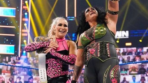 Natalya (left) and Tamina are the current WWE Women's Tag Team Champions