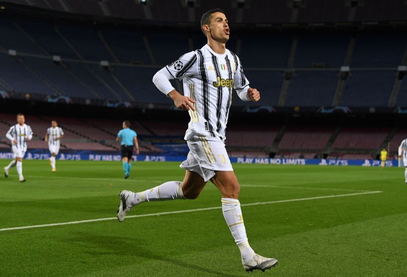 Cristiano Ronaldo in action with Juventus in the UEFA Champions League.