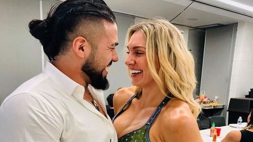 Andrade and Charlotte Flair