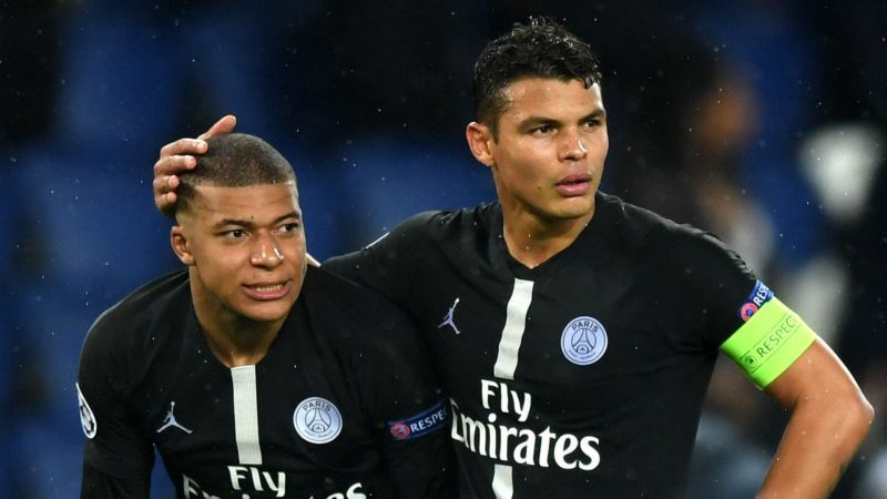 Kylian Mbappe called Thiago Silva (right) &#039;his captain&#039; and &#039;legend&#039; after the latter left for Chelsea.