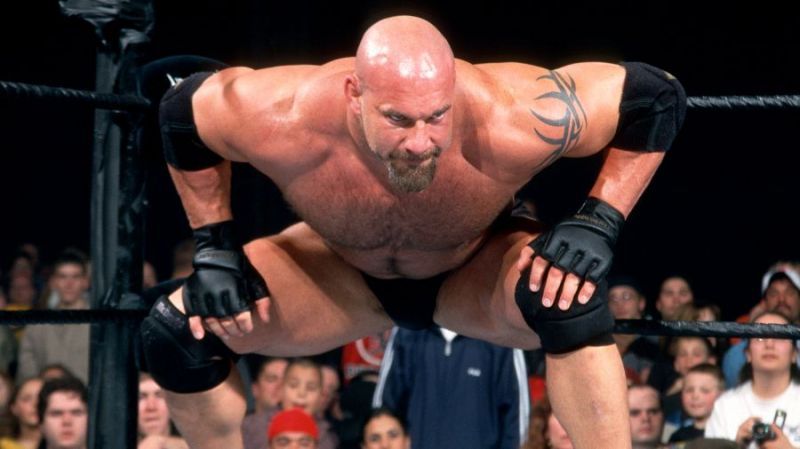 Goldberg setting up for his Spear finishing move