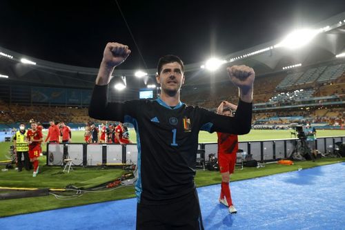 Belgium number 1 Thibaut Courtois. (Photo by Marcelo Del Pozo - Pool/Getty Images)