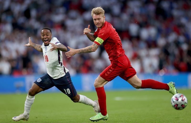 Sterling (L) was electric on both flanks and shone for England on the night