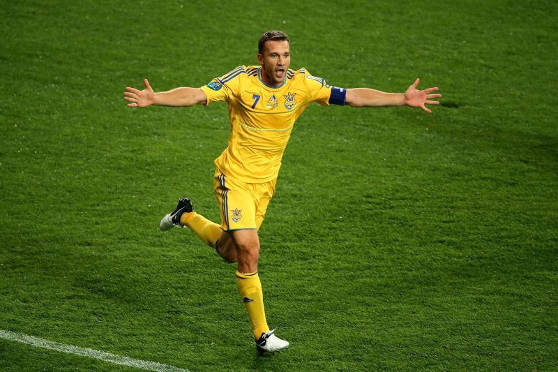Andriy Shevchenko in action for Ukraine