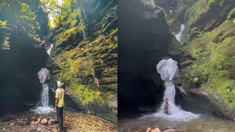 Mayank Agarwal at St Nectan&#039;s Kieve waterfall