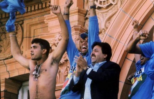 Sourav Ganguly celebrating India's victory