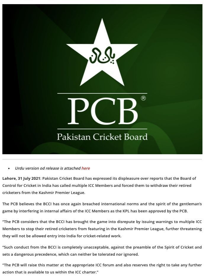 The PCB Press Release.