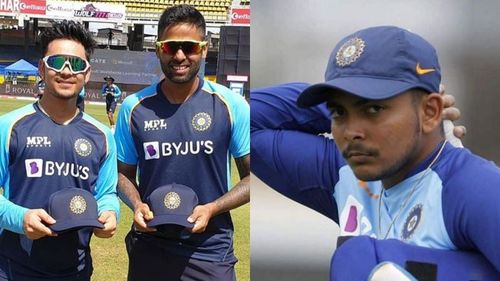 Ishan Kishan (L), Surykumar Yadav and Prithvi Shaw are among Krunal Pandya's close contacts.