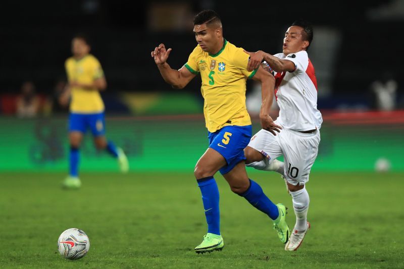 Casemiro in action against Peru