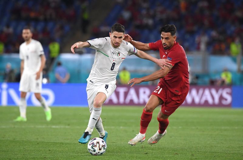 Italy&#039;s orchestrator-in-chief, Jorginho (left)