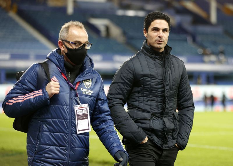 Arsenal manager &lt;a href=&#039;https://www.sportskeeda.com/player/mikel-arteta/&#039; target=&#039;_blank&#039; rel=&#039;noopener noreferrer&#039;&gt;Mikel Arteta&lt;/a&gt; (right)