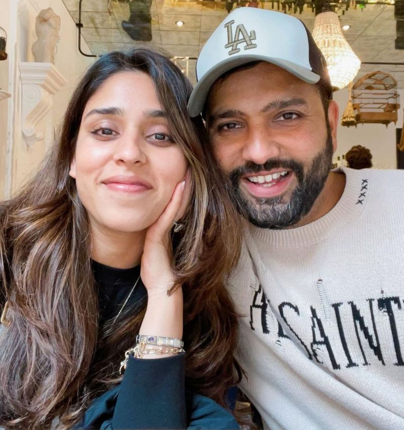 Rohit Sharma (R) with his wife. Pic Credits: Instagram