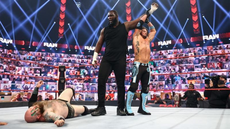 Omos picked up his first individual victory on WWE RAW