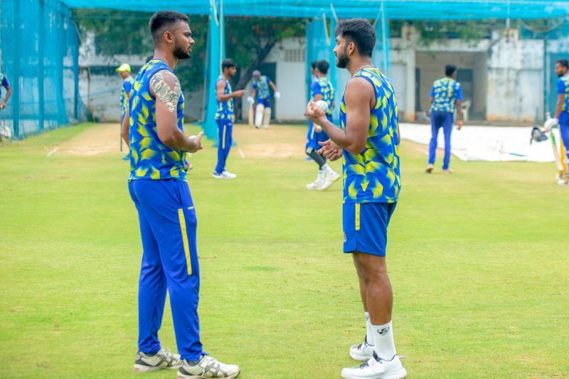 Players during a net session ahead of TNPL 2021