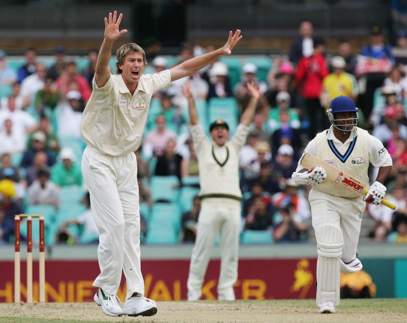 Glenn McGrath playing the Super Test against ICC World XI.