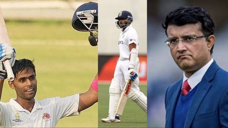 Suryakumar Yadav, Prithvi Shaw and BCCI President Sourav Ganguly (file photos)