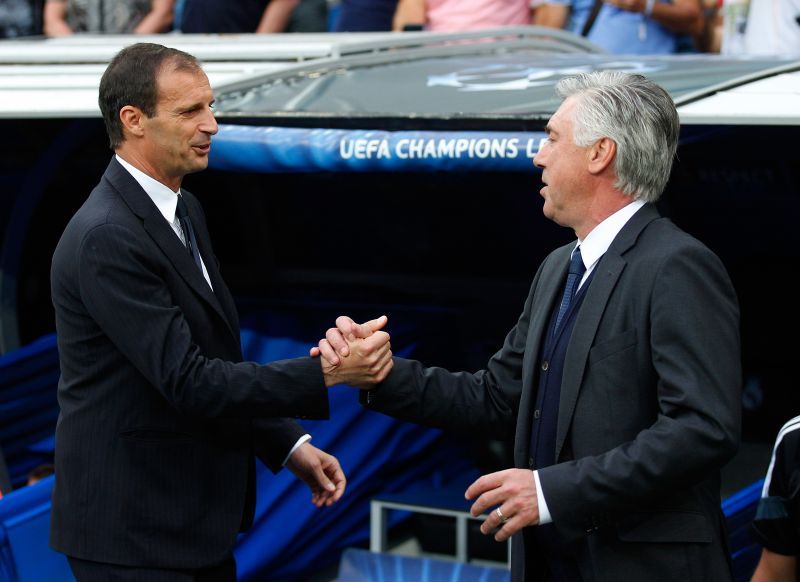 Juventus (L) and Real Madrid managers. (Photo by Gonzalo Arroyo Moreno/Getty Images)