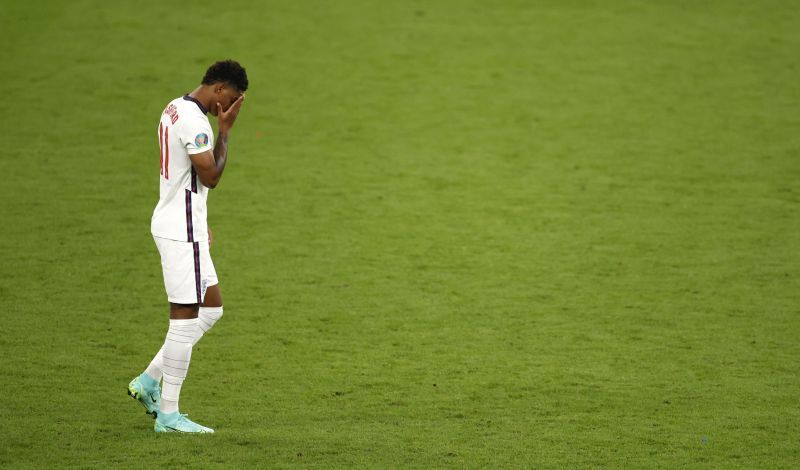 Marcus Rashford after missing his penalty against Italy in the UEFA Euro 2020 Final