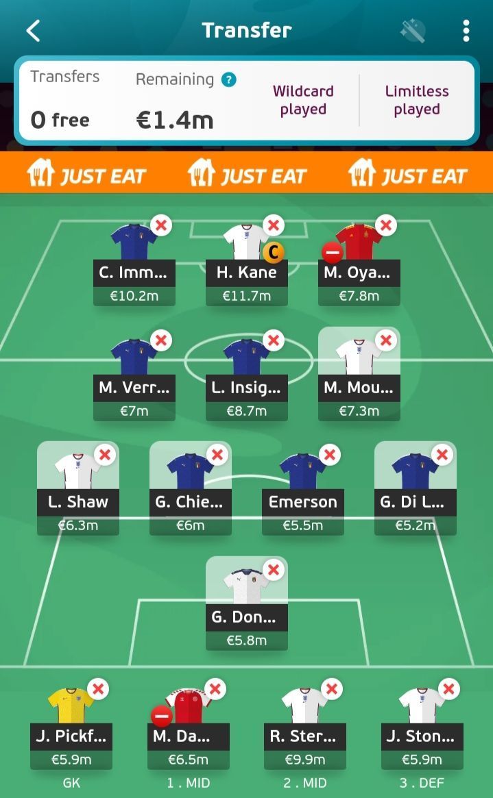 Suggested team for Euro 2020 Matchday 6.