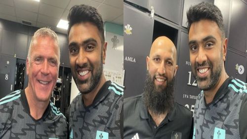 Ravichandran Ashwin with Alec Stewart and Hashim Amla. Pic: Ravichandran Ashwin/ Instagram