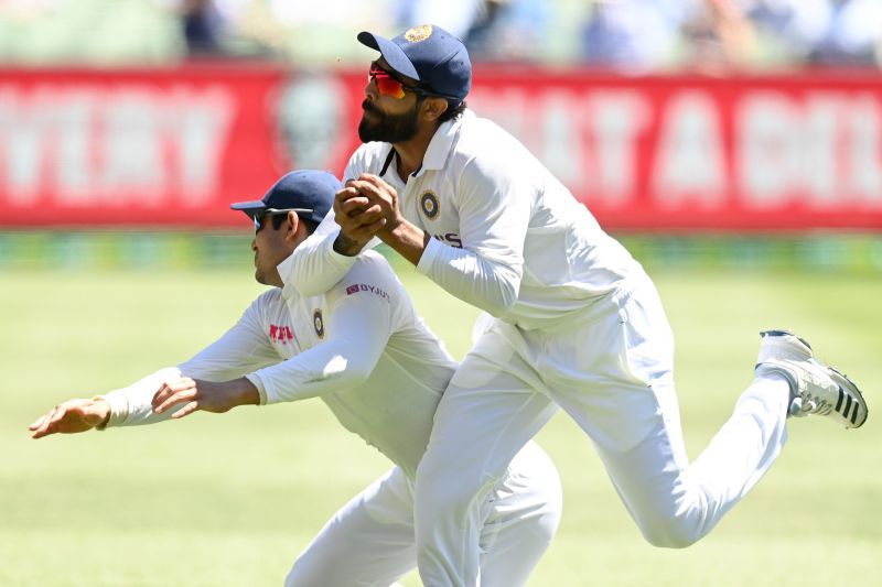 Ravindra Jadeja takes a spectacular catch.