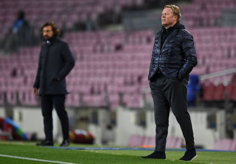 Barcelona manager Ronald Koeman (right)