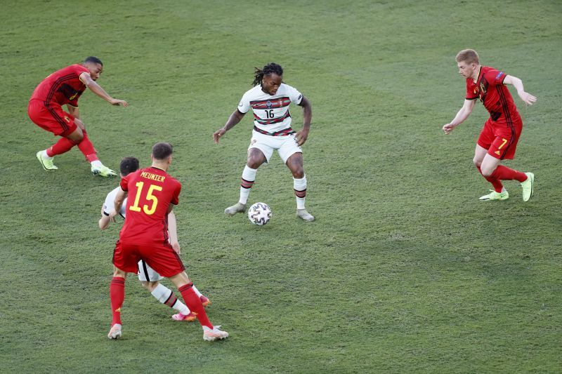 Sanches (centre) in action for Portugal at UEFA Euro 2020