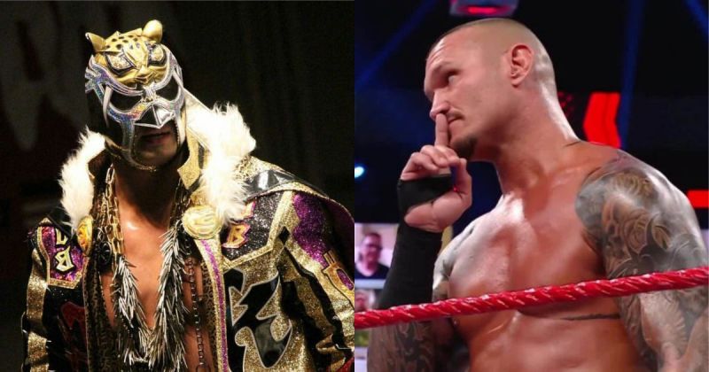 Kazuchika Okada in his Tekken-inspired Mask and Randy Orton.