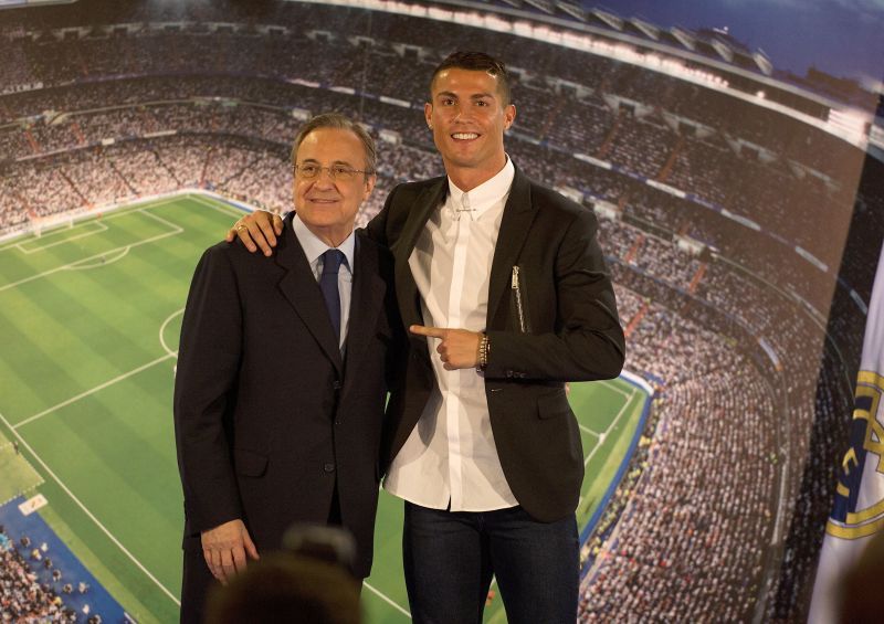 Cristiano Ronaldo (right) with Real Madrid president Florentino Perez