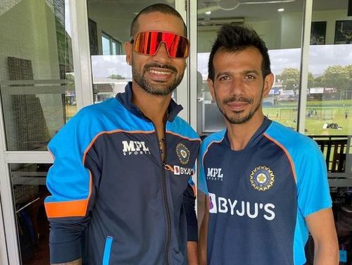 Yuzvendra Chahal (R) with Shikhar Dhawan. Pic Courtesy: Instagram