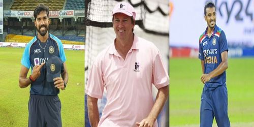 Sandeep Warrier, Glenn McGrath and Chetan Sakariya