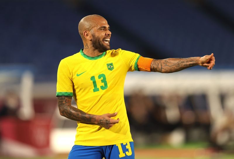 Dani Alves in action for Brazil