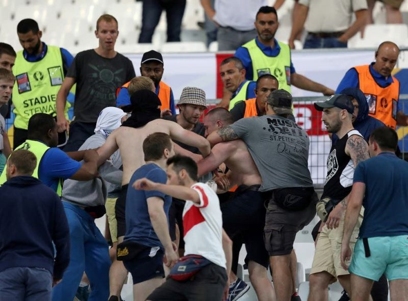 England and Russia fans clashed in their 1-1 draw in Euro 2016.