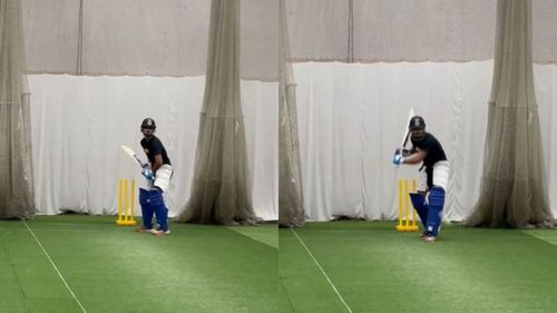 Shreyas Iyer in the nets on Wednesday