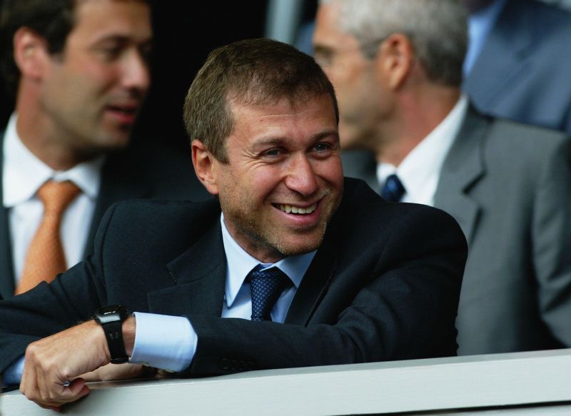 Chelsea chairman Roman Abramovich is all smiles before kick off Chelsea Training &amp; Press Conference Carlo Ancelotti