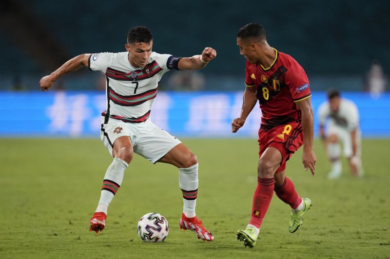 Youri Tielemans (right) in action for Belgium at Euro 2020