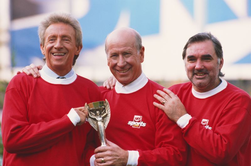 George Best alongside Sir Bobby Charlton and Denis Law who all won the Ballon d&#039;Or