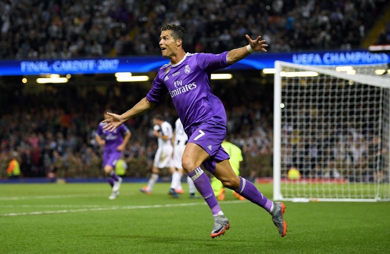 Cristiano Ronaldo celebrating after a wondrous goal against Juventus