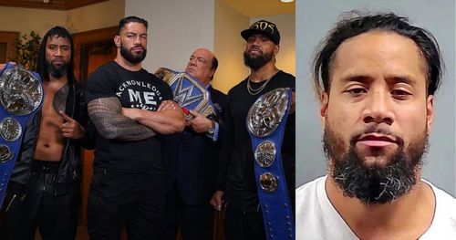 The Usos, Roman Reigns, and Paul Heyman.